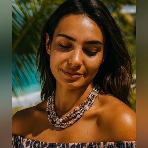 David Yurman Rose Quartz & 925 Silver Multi-Strand Beaded 18”Necklace